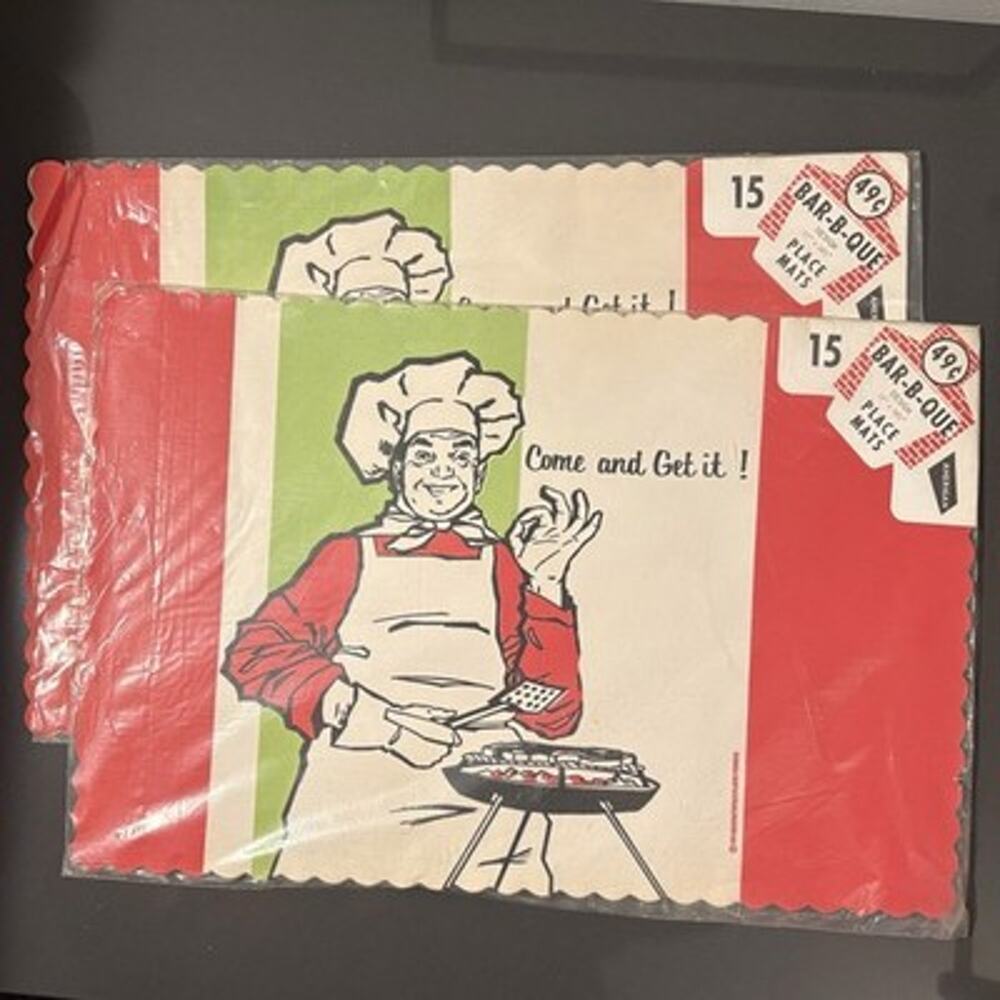 Vintage Chef BBQ Paper Placemats Lot of 17 Mid Century 15 New Sealed 2 Open